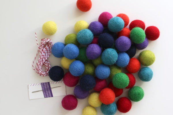 rainbow felt ball DIY garland kit